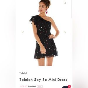 Talulah Say So Mini dress One Shoulder Black Size Small